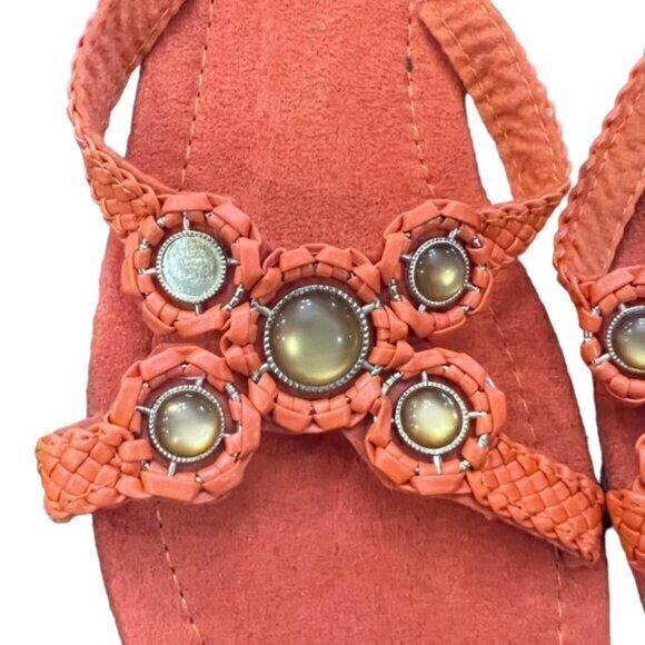 🎉SALE🎉 Chunky Platform Wedge Sandals Braided‎ Straps Stone Accents 8 Party - Picture 3 of 9